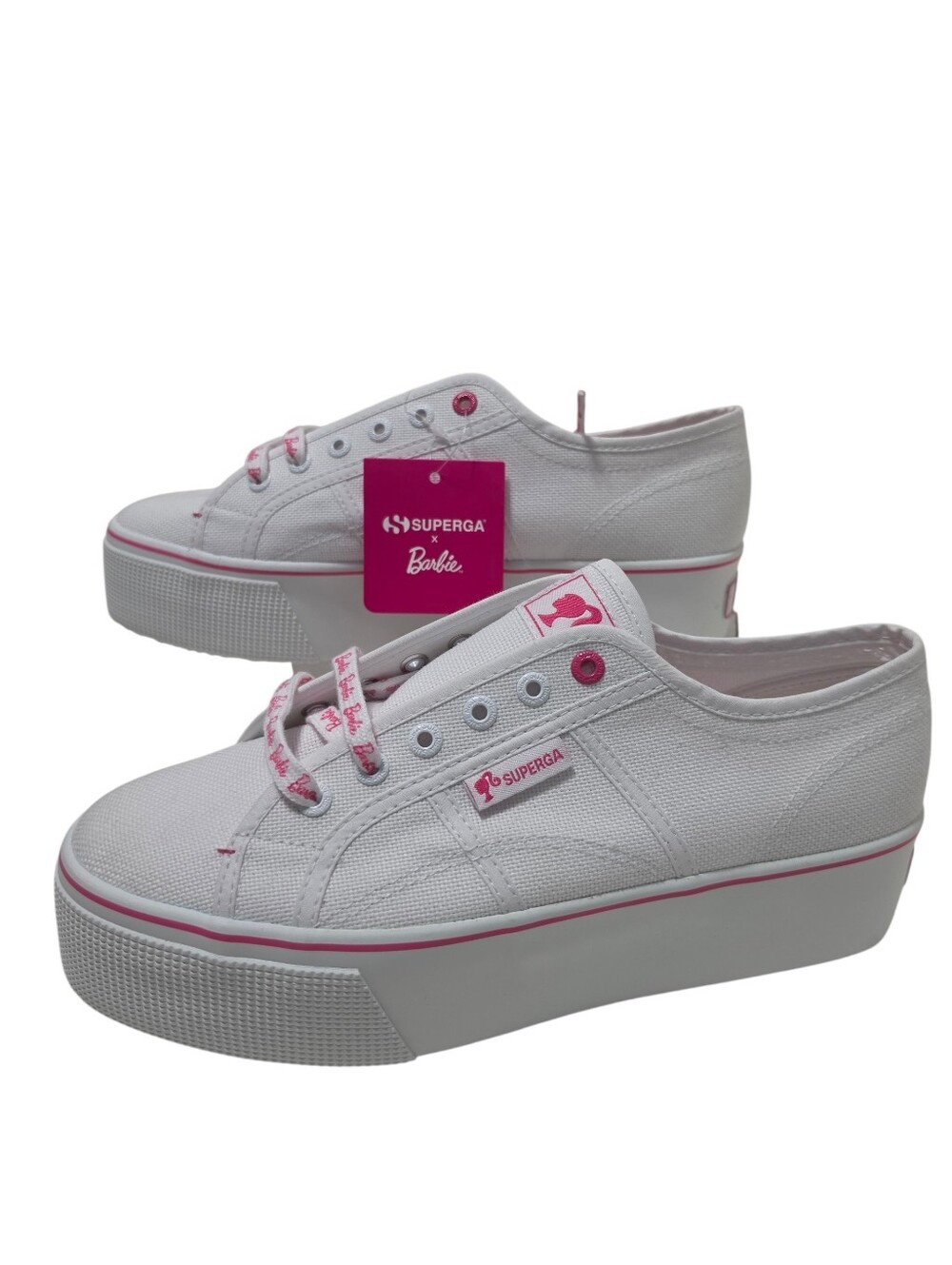 Superga 2790 Barbie Classic Platform Sneakers White & Pink Sz 10